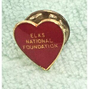 Elks National Foundation Red Heart Lapel Pin Gold-Tone Backing JE363